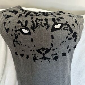 Express Black and Gray Animal Print Top
